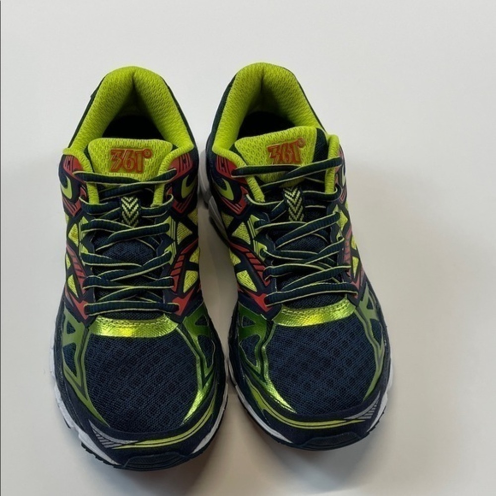 361 Degrees Blue Neon Green Running Shoes Cushioned Mesh Sneakers Size 6.5